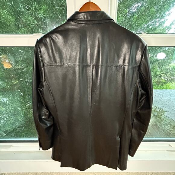 Mens Crémieux Genuine Lambskin Black Leather Blazer Size M - Picture 2 of 15